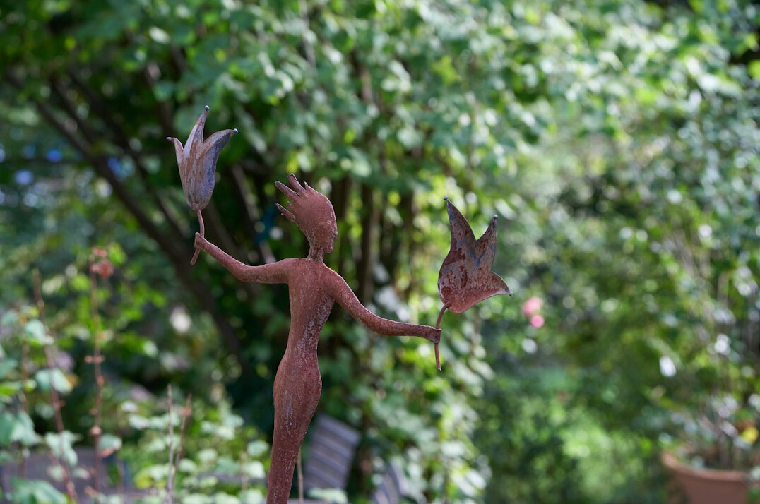 mystery character in garden