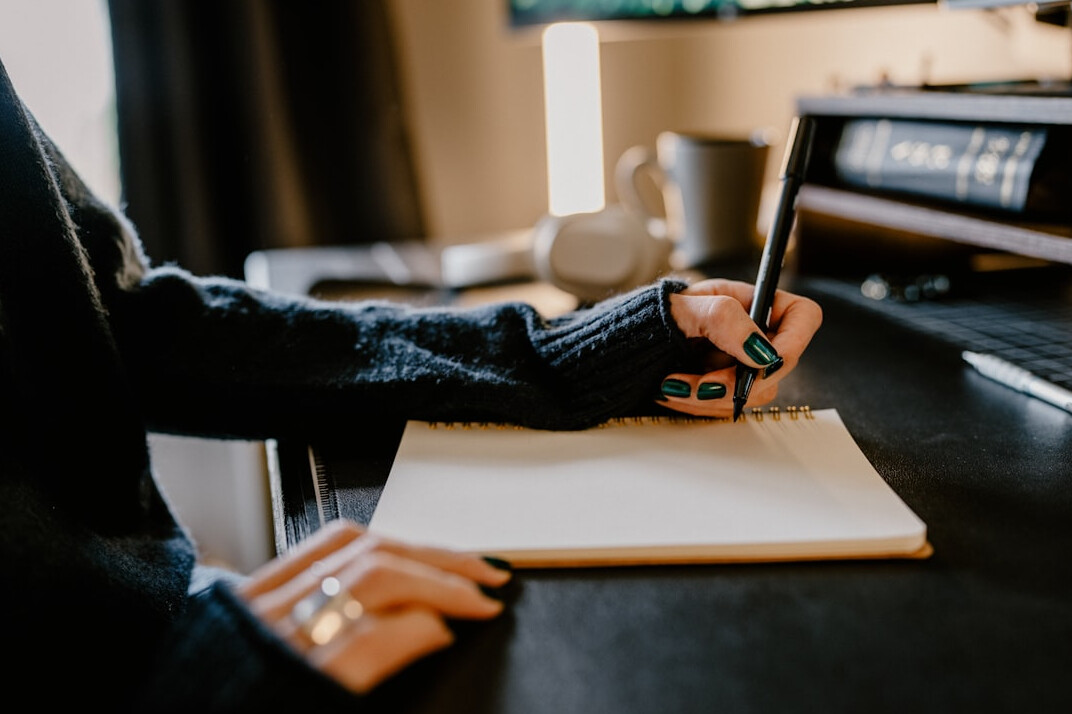 mystery writer at desk